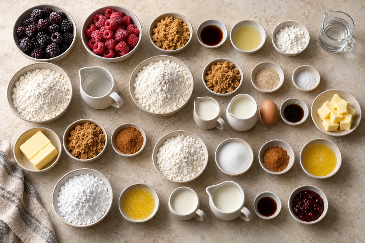 Exact measured ingredients for Soft & Gooey Blackberry Raspberry Sweet Rolls