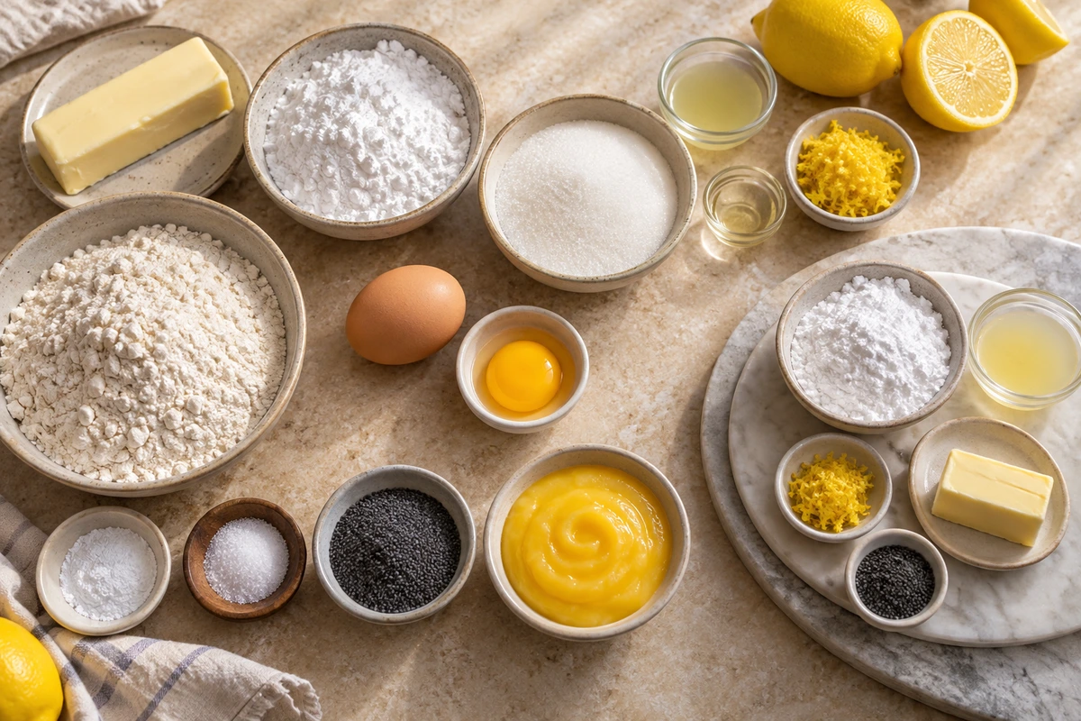 Exact measured ingredients for Crumbl Lemon Poppy Seed Cookies