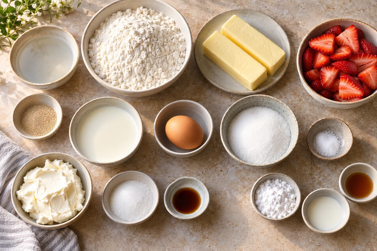 Exact measured ingredients for Strawberry Cream Danish