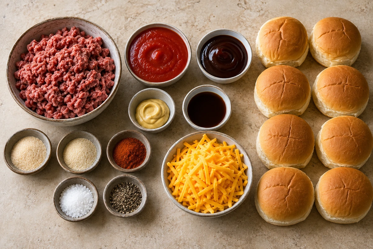 Exact measured ingredients for Easy Homemade Sloppy Joe Sandwiches