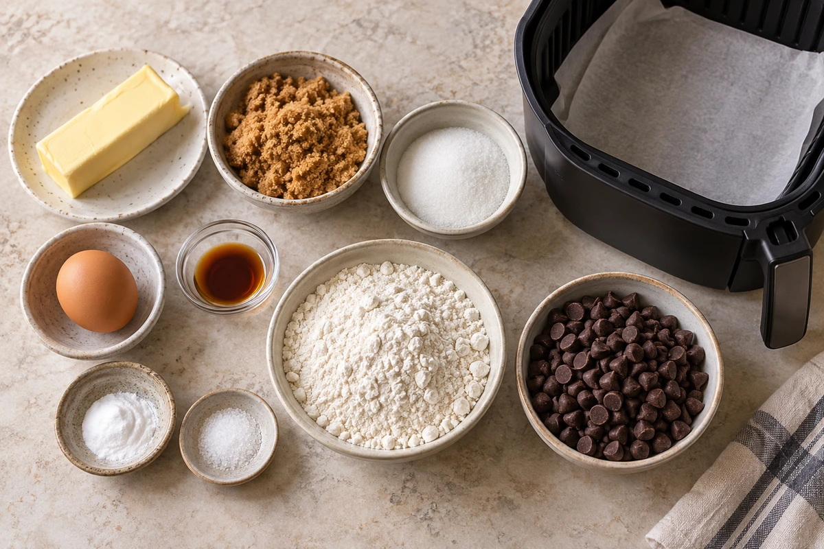 Exact measured ingredients for Air Fryer Chocolate Chip Cookies