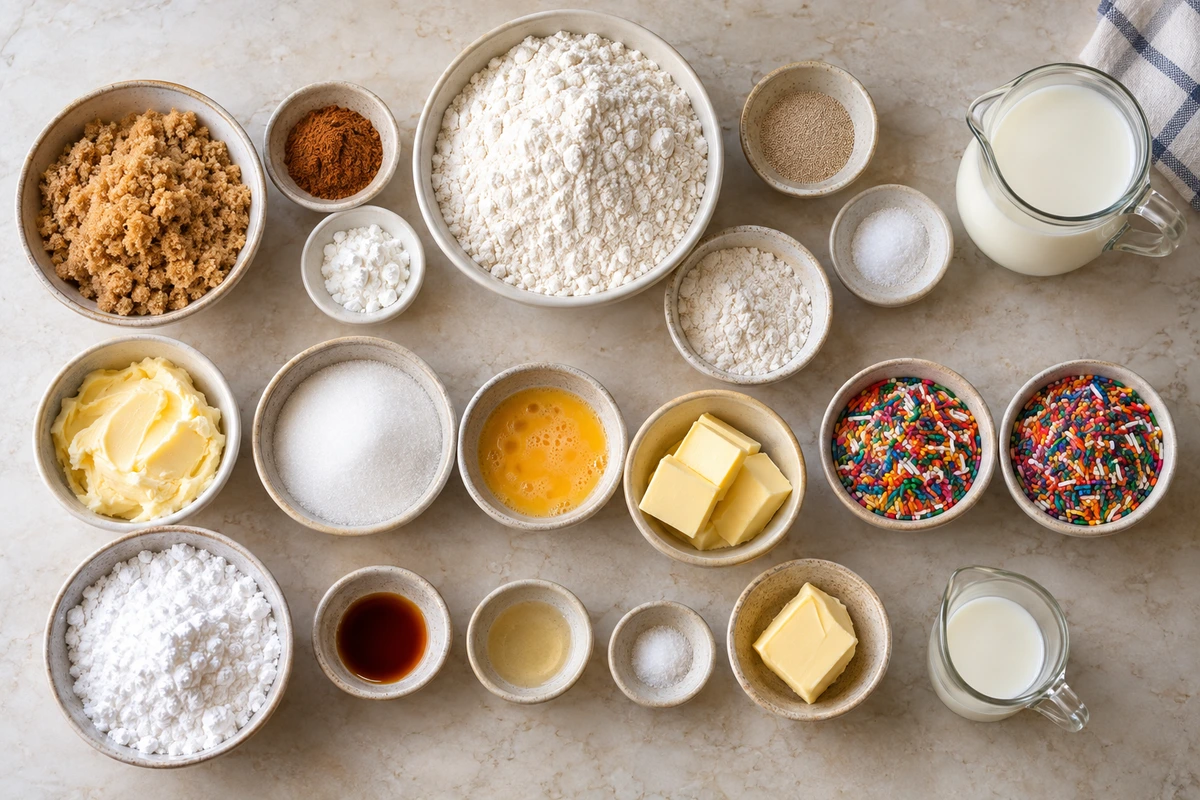 Exact measured ingredients for Funfetti Cinnamon Rolls