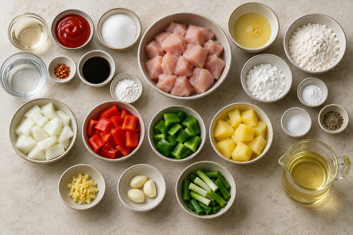 Exact measured ingredients for Sweet and Sour Chicken