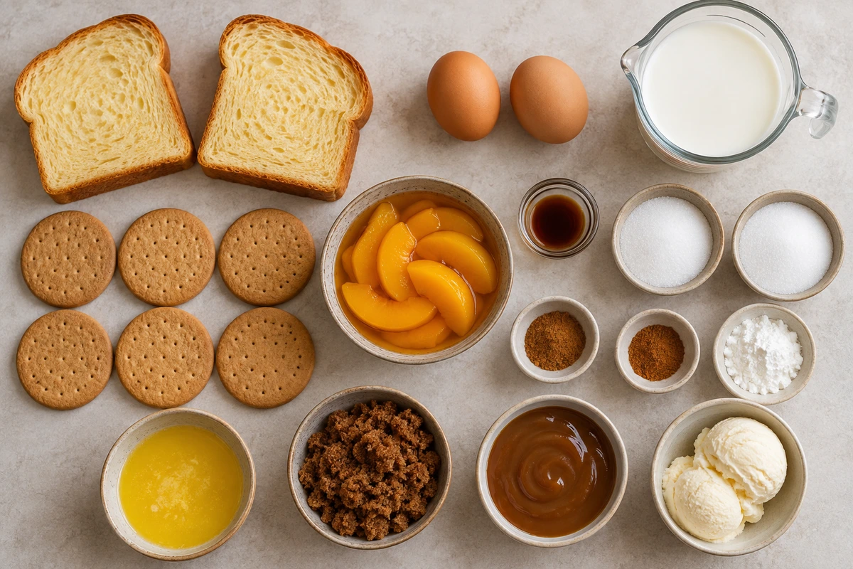 Exact measured ingredients for Easy Peach Cobbler French Toast