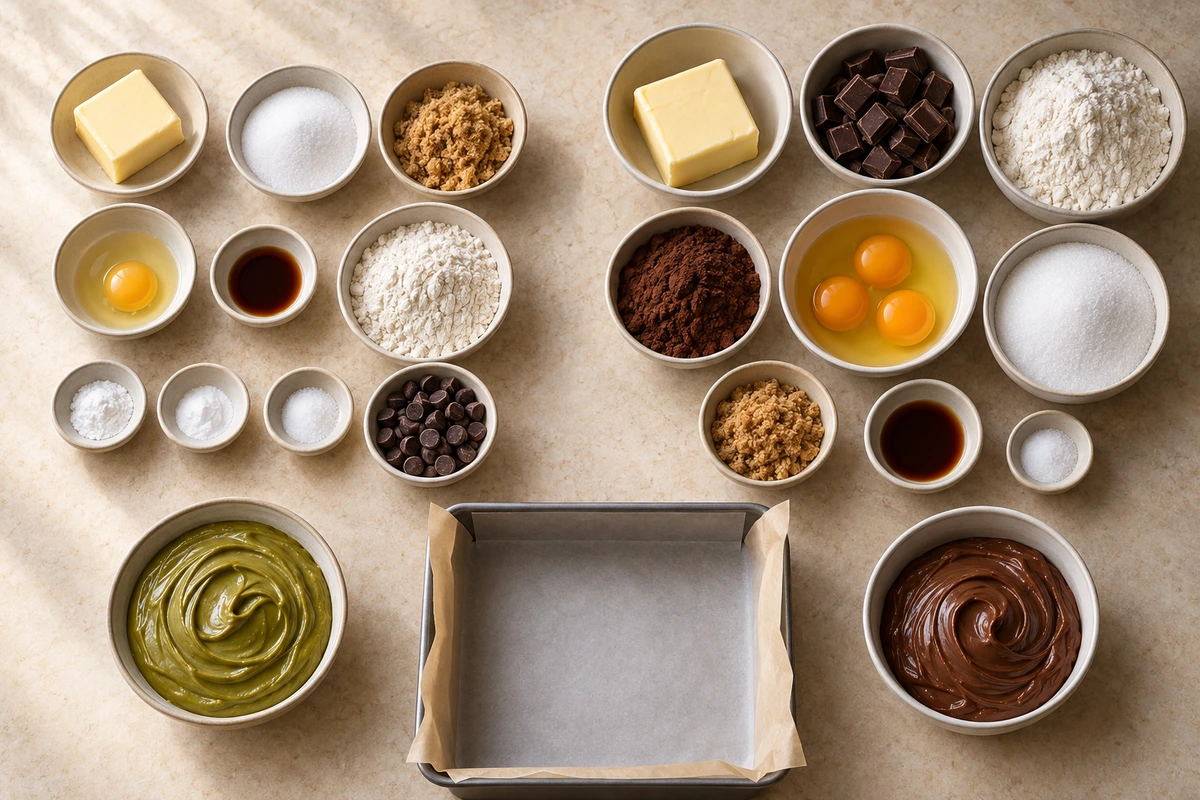 Exact measured ingredients for Pistachio Brookies