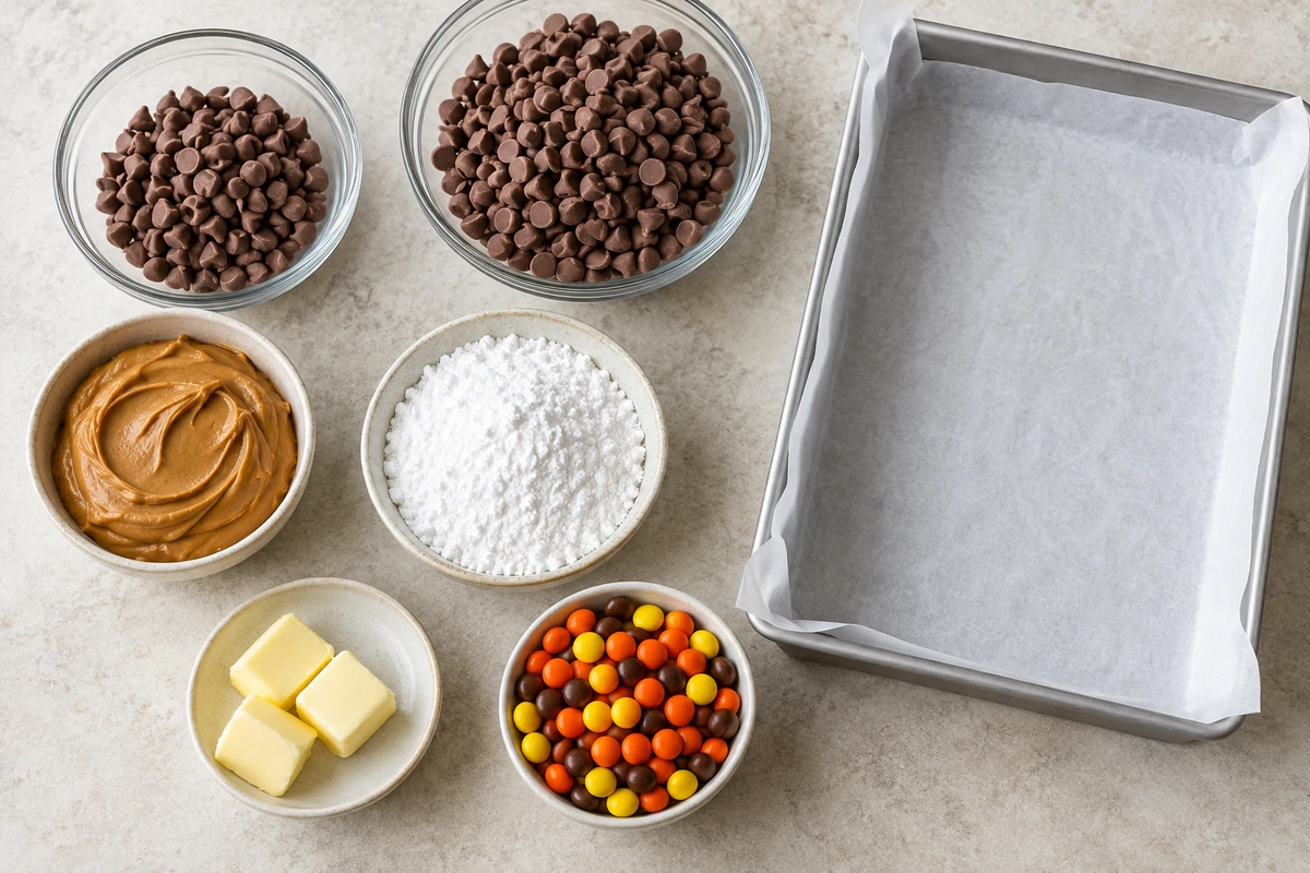 Exact measured ingredients for Reese's Pieces Peanut Butter Bark