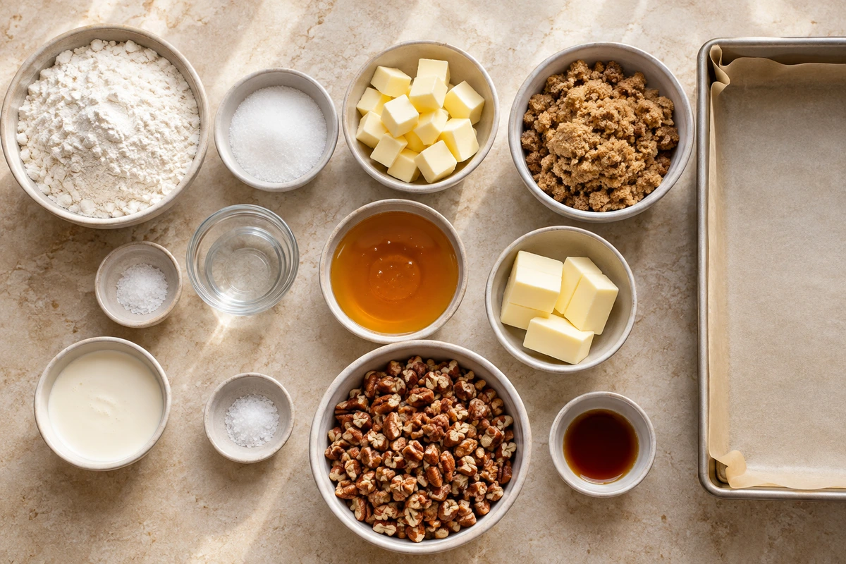 Exact measured ingredients for Carolina Pecan Bars
