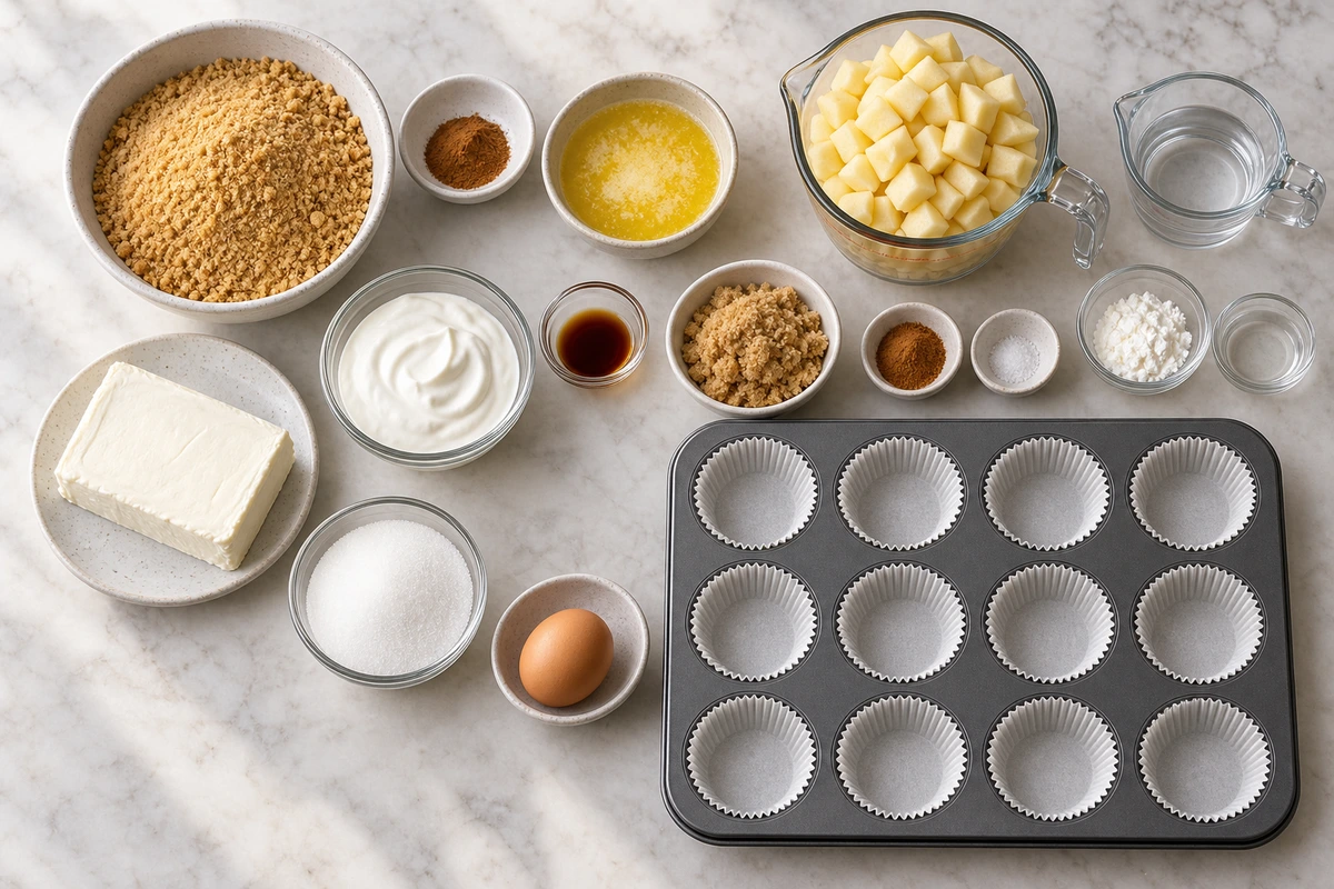 Exact measured ingredients for Apple Mini Cheesecakes