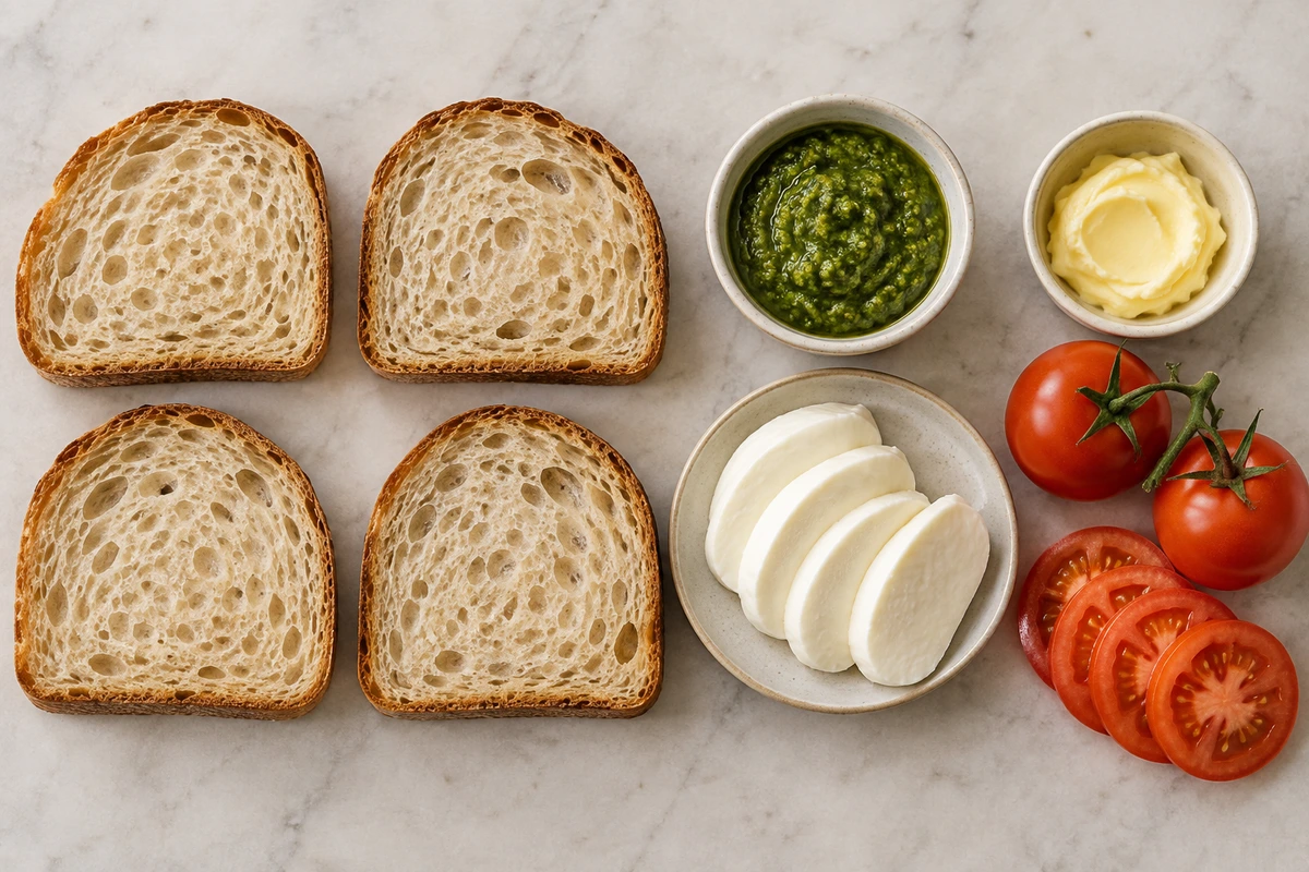 Exact measured ingredients for Pesto Grilled Cheese Sandwich