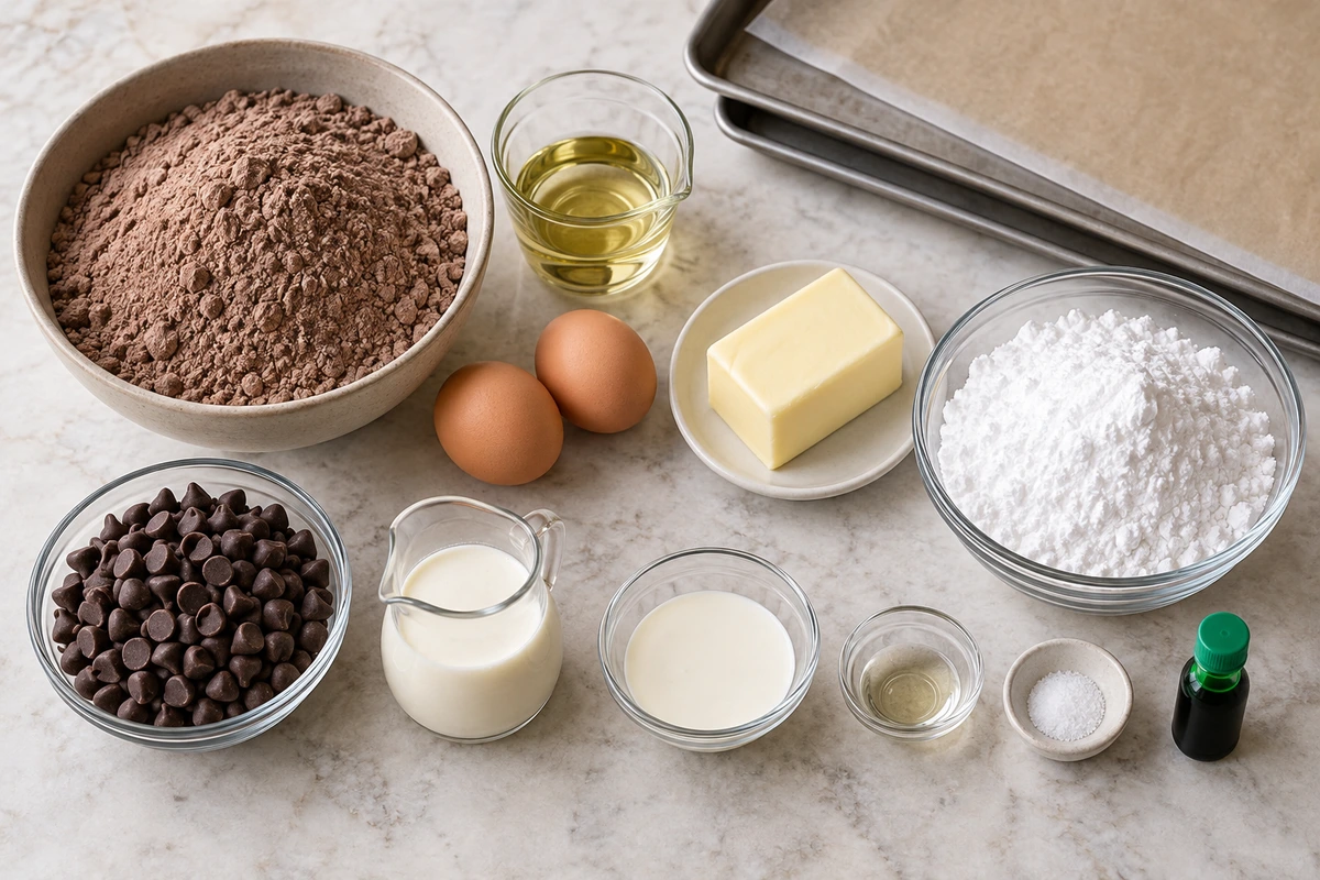 Exact measured ingredients for Easy Grasshopper Cake Mix Cookies