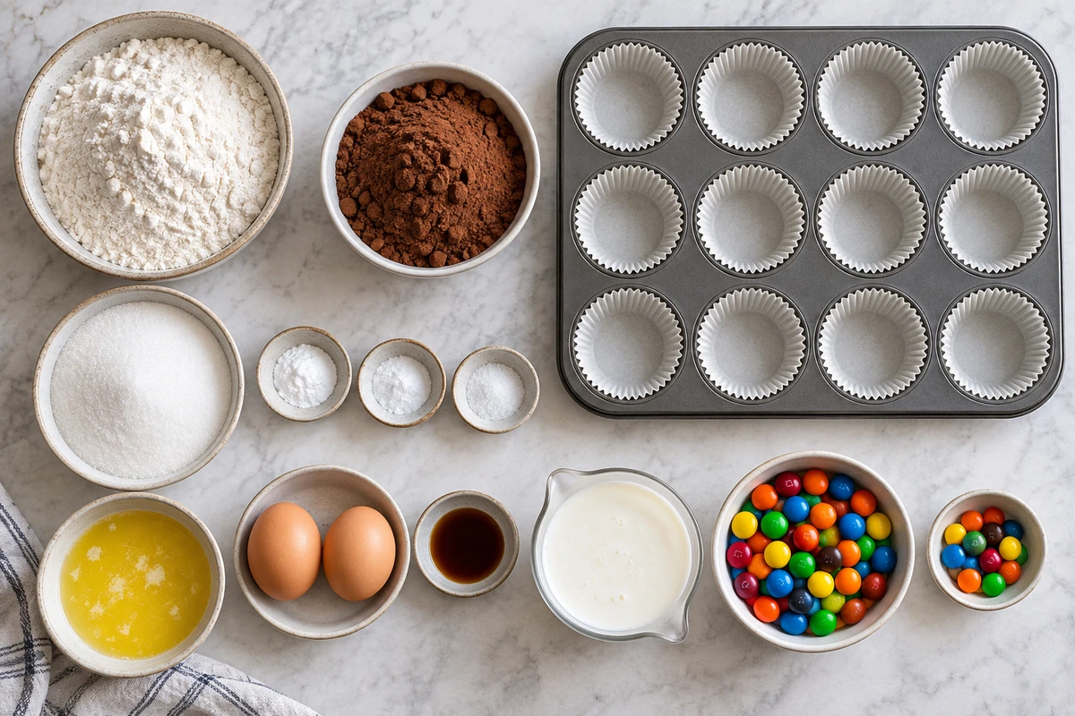 Exact measured ingredients for M&M Cupcakes Recipe