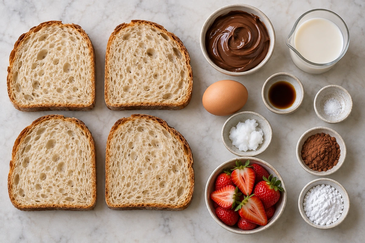 Exact measured ingredients for Nutella French Toast