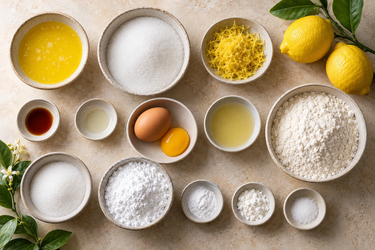 Exact measured ingredients for Lemon Crinkle Cookies