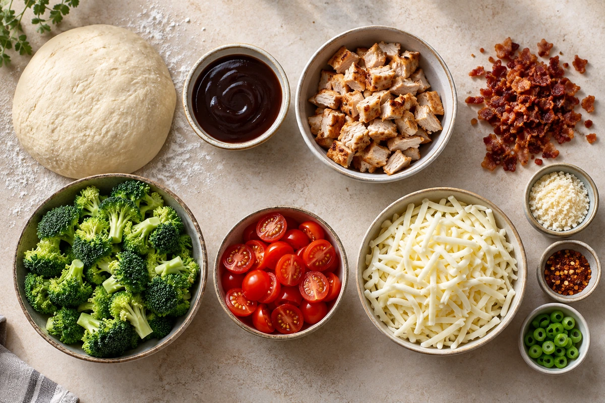 Exact measured ingredients for Teriyaki Chicken Pizza