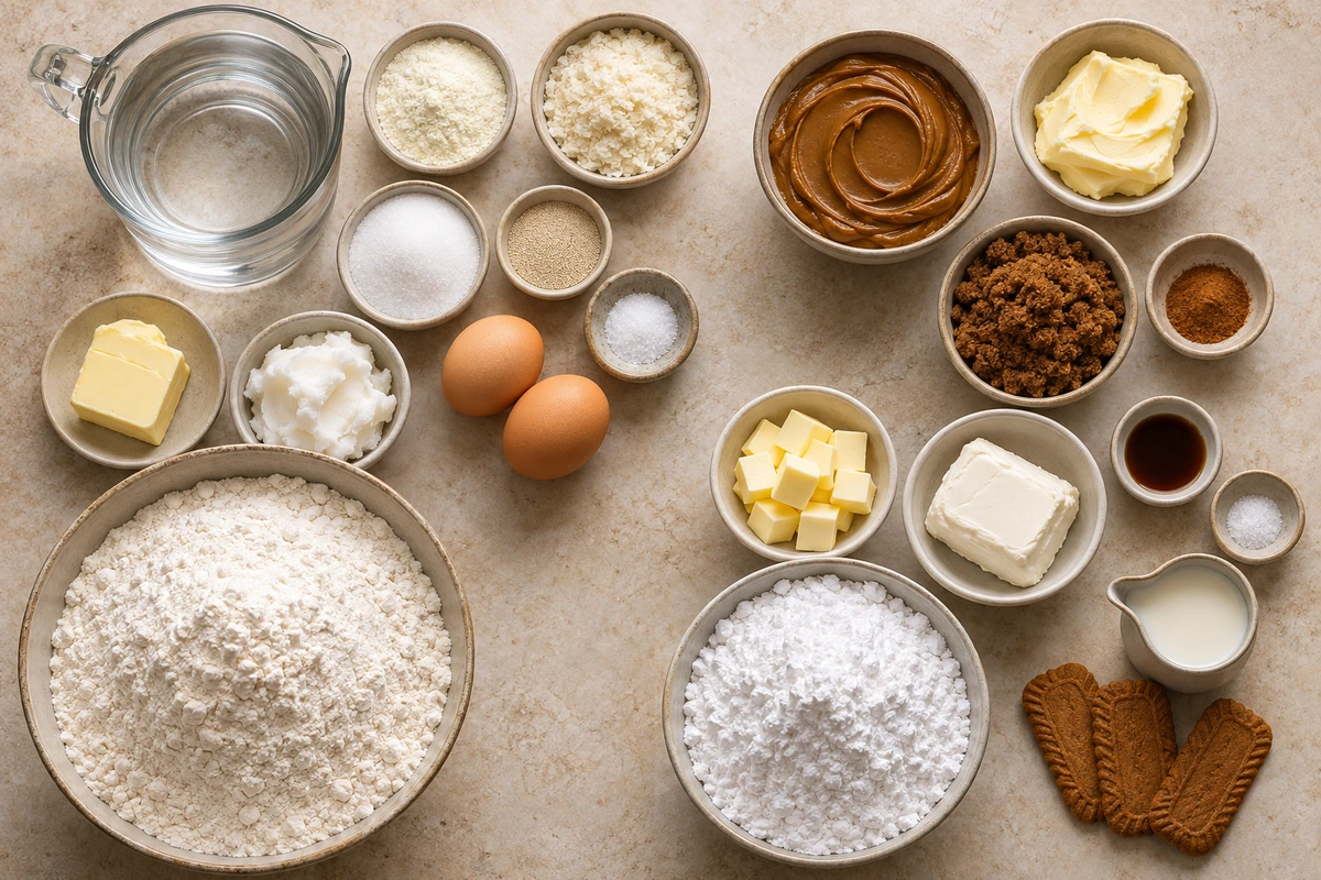 Exact measured ingredients for Biscoff Cinnamon Rolls