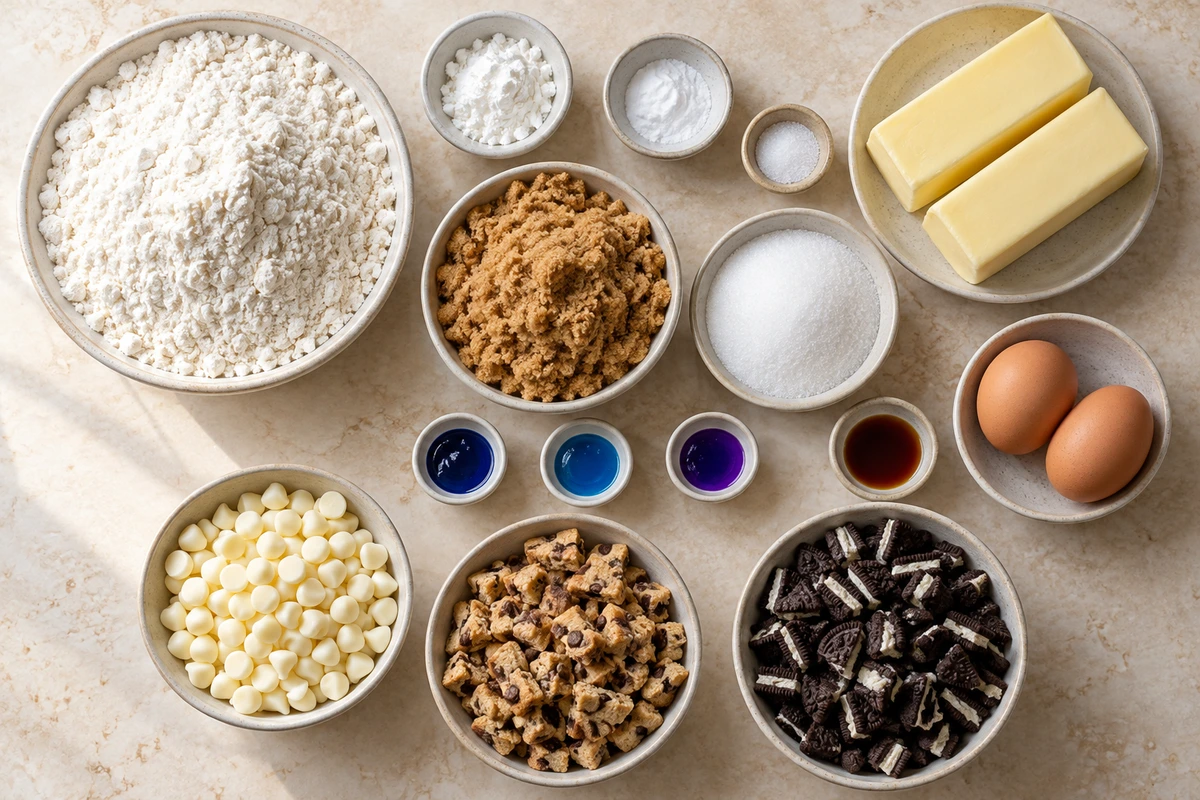Exact measured ingredients for Blue Cookie Monster Cookies