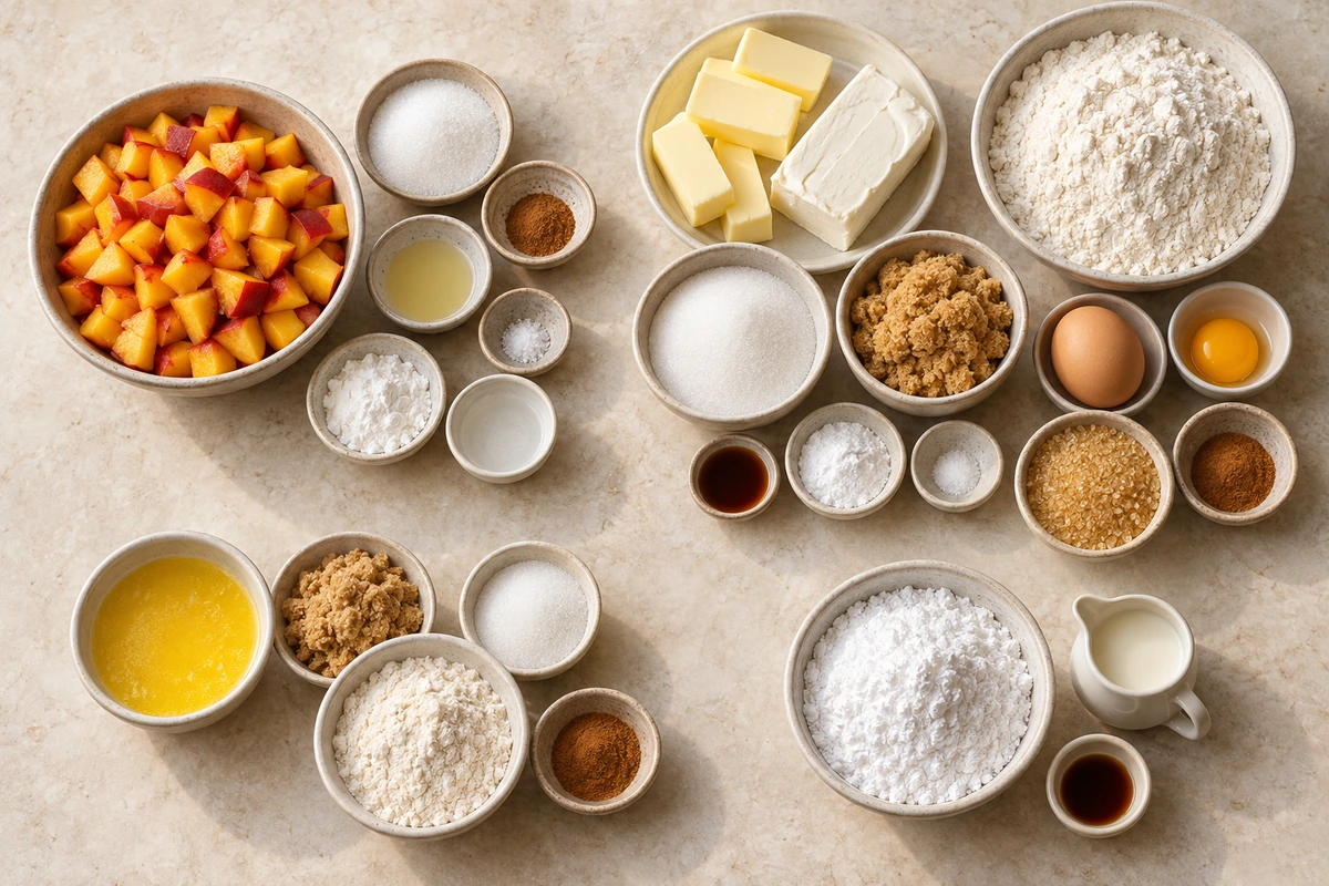 Exact measured ingredients for Easy Peach Cobbler Cookies