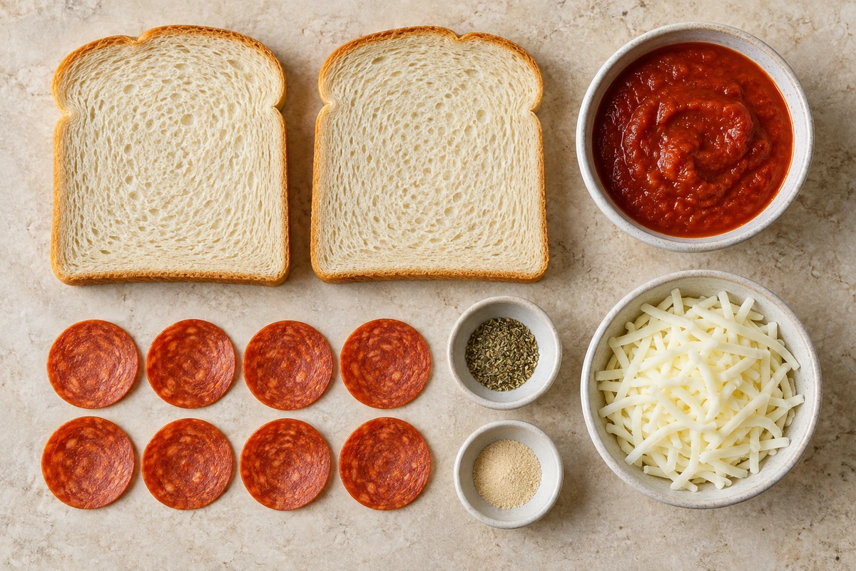 Exact measured ingredients for Air Fryer Pizza Toast