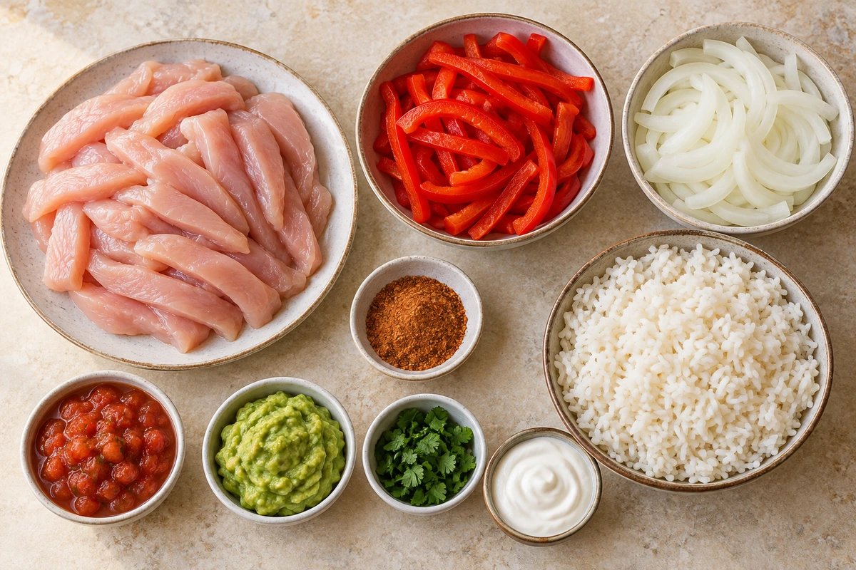 Exact measured ingredients for Chicken Fajita Bowl