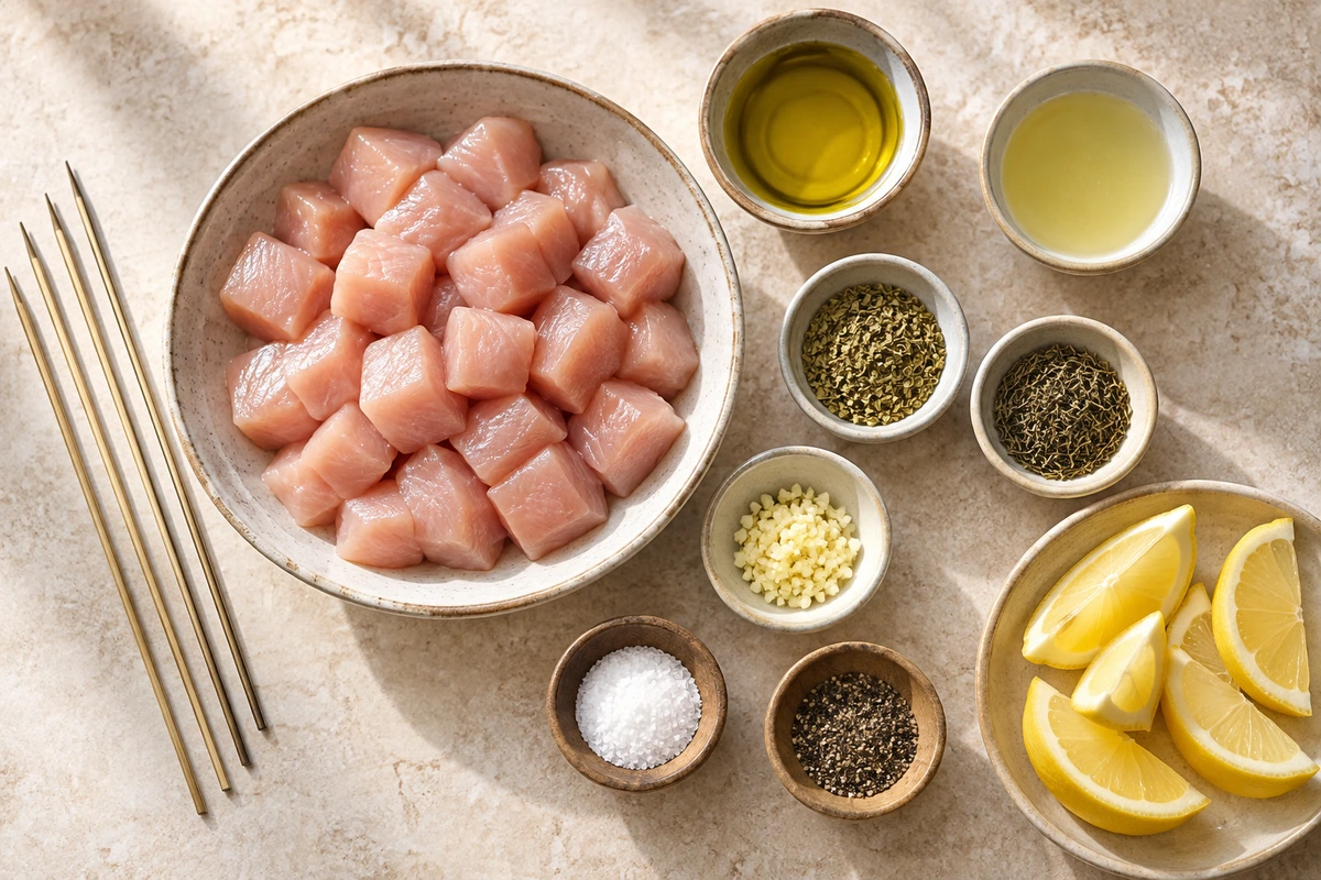 Exact measured ingredients for Lemon Herb Chicken Skewers