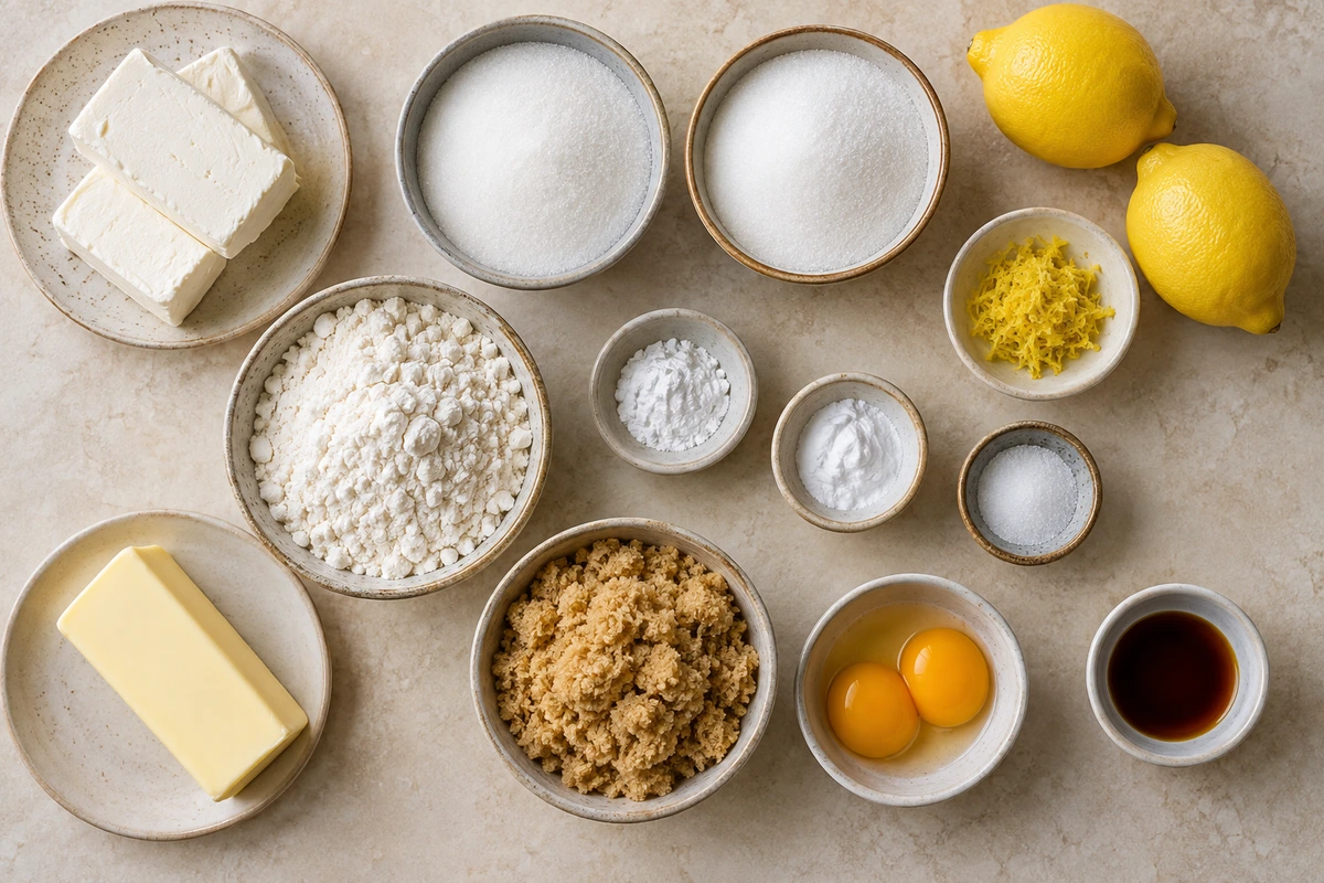 Exact measured ingredients for Lemon Cheesecake Cookies