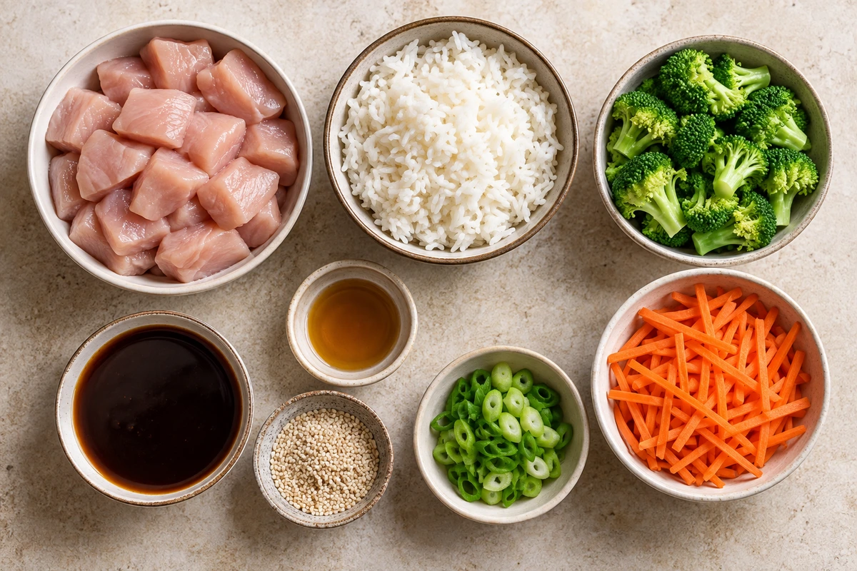 Exact measured ingredients for Teriyaki Chicken Rice Bowl