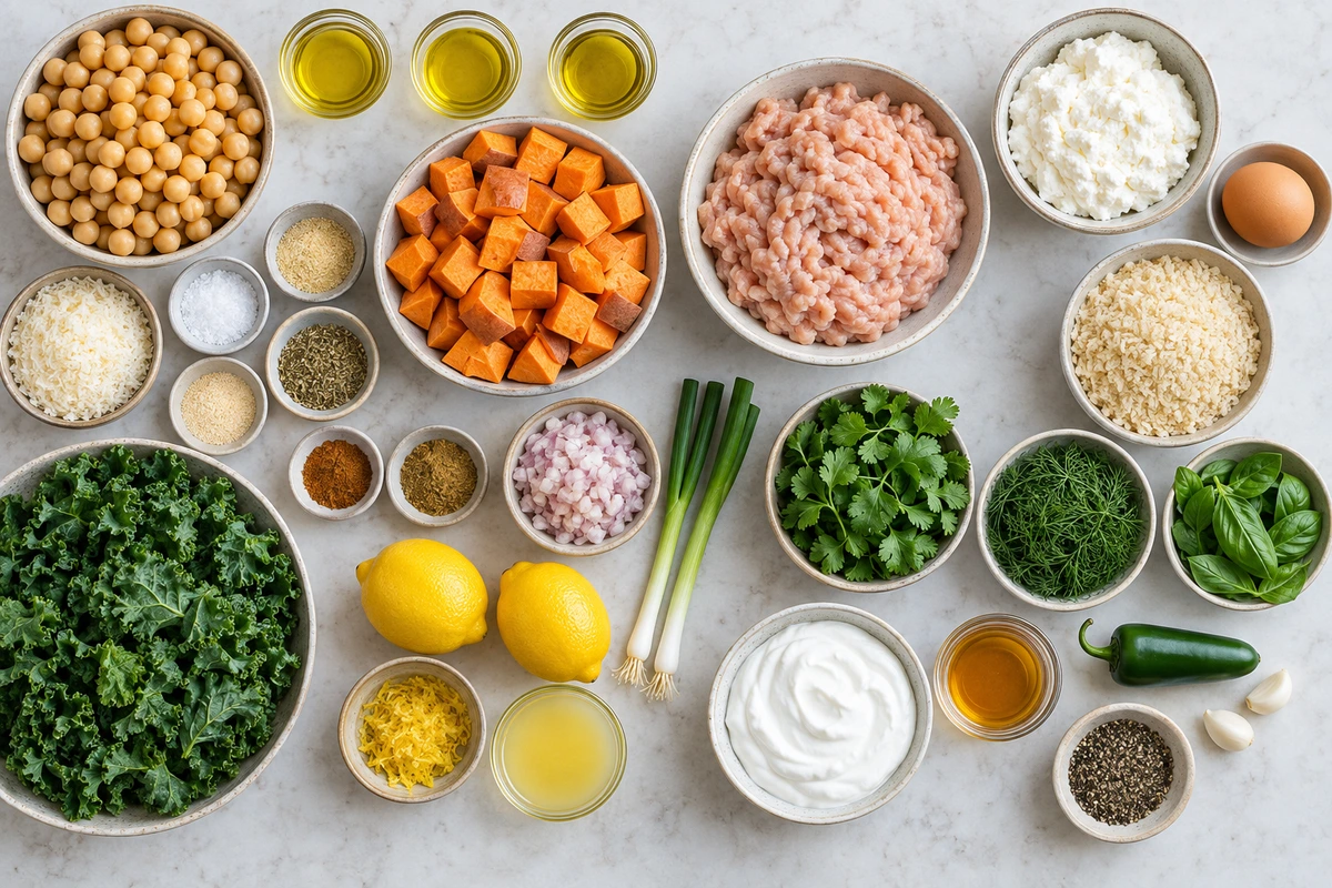 Exact measured ingredients for Herby Chicken Meatball Bowl