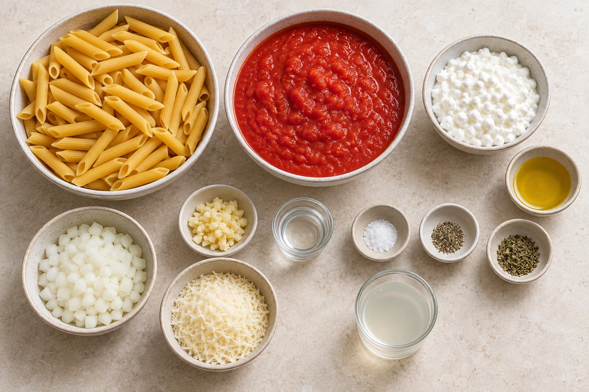 Exact measured ingredients for Healthy Penne Alla Vodka
