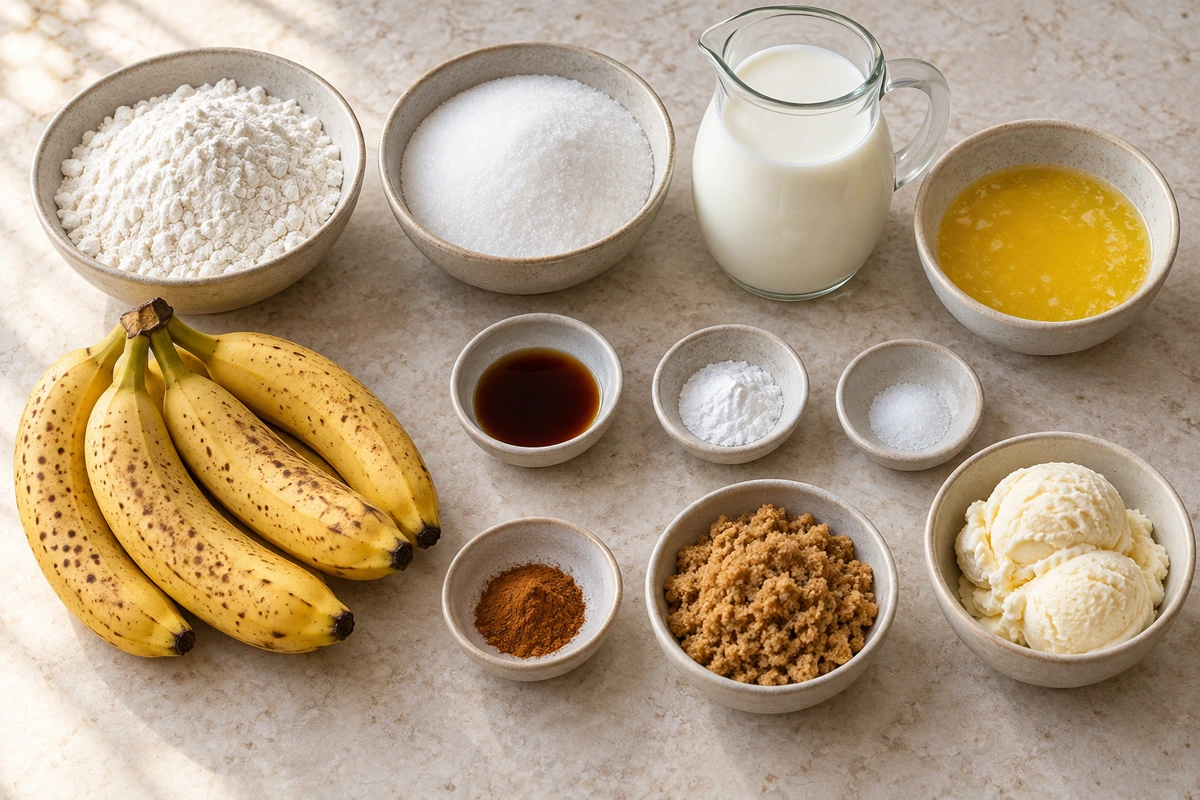Exact measured ingredients for Southern Banana Cobbler Delight