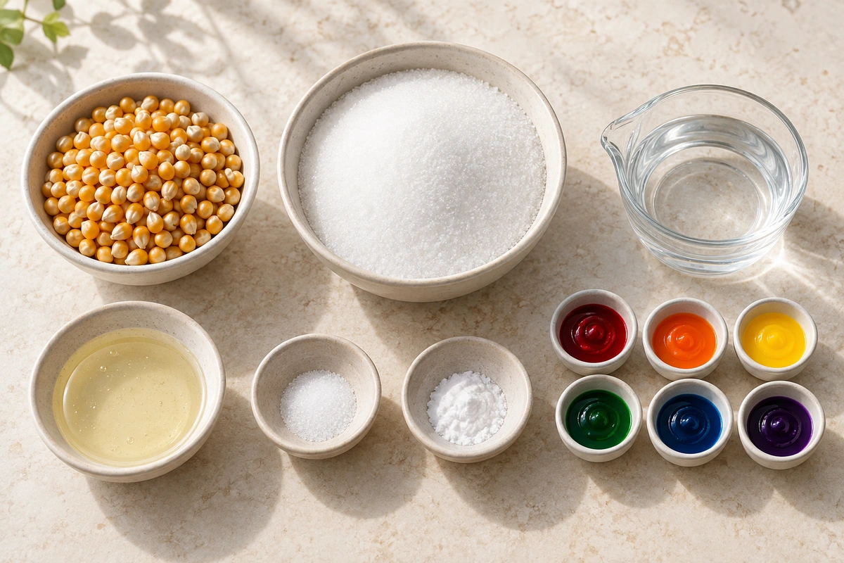Exact measured ingredients for Candied Rainbow Popcorn