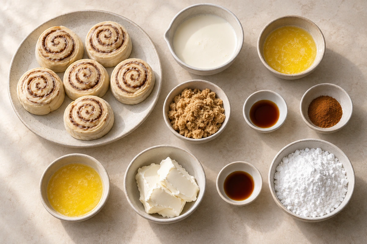 Exact measured ingredients for Cinnamon Rolls with Heavy Cream