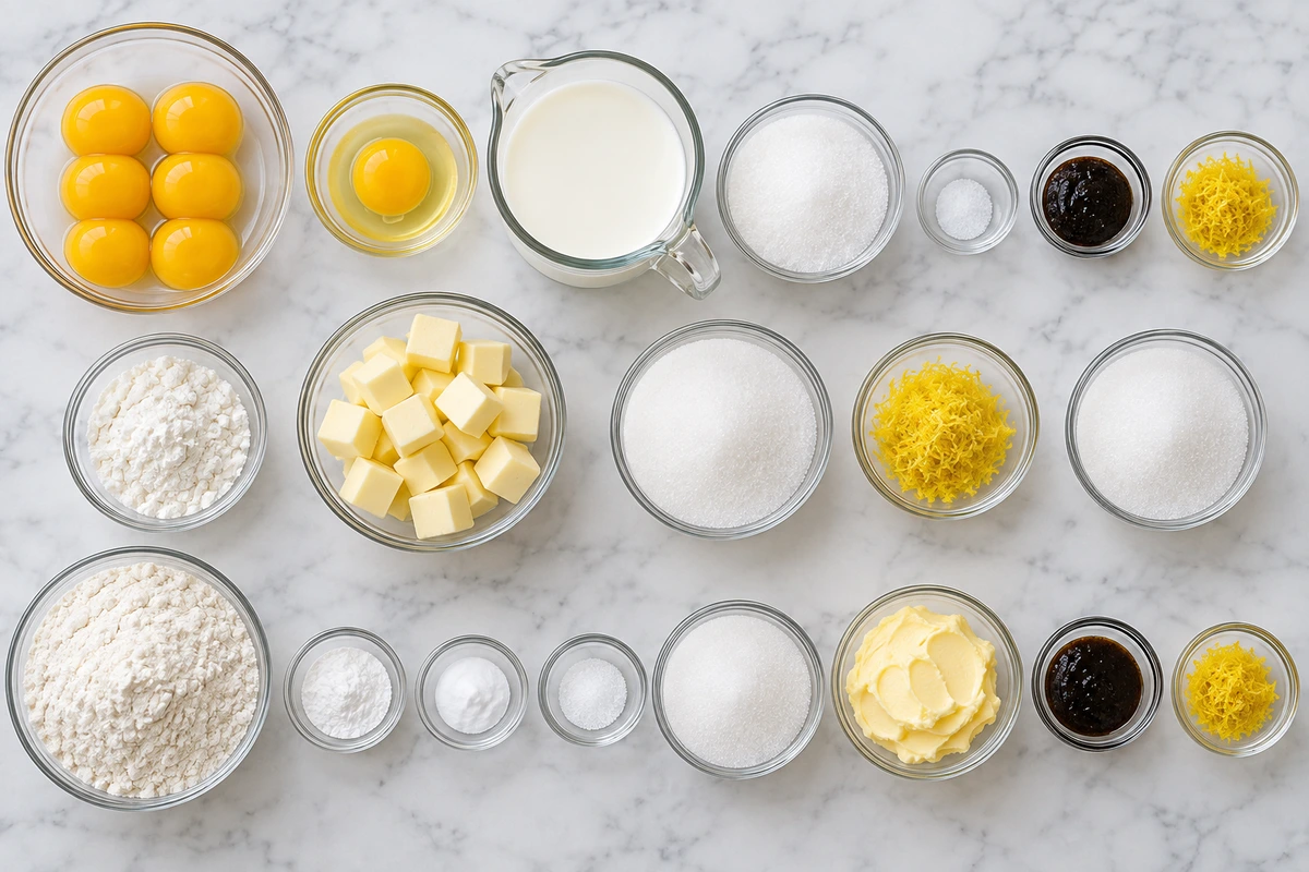 Exact measured ingredients for Lemon Crème Brûlée Cookies