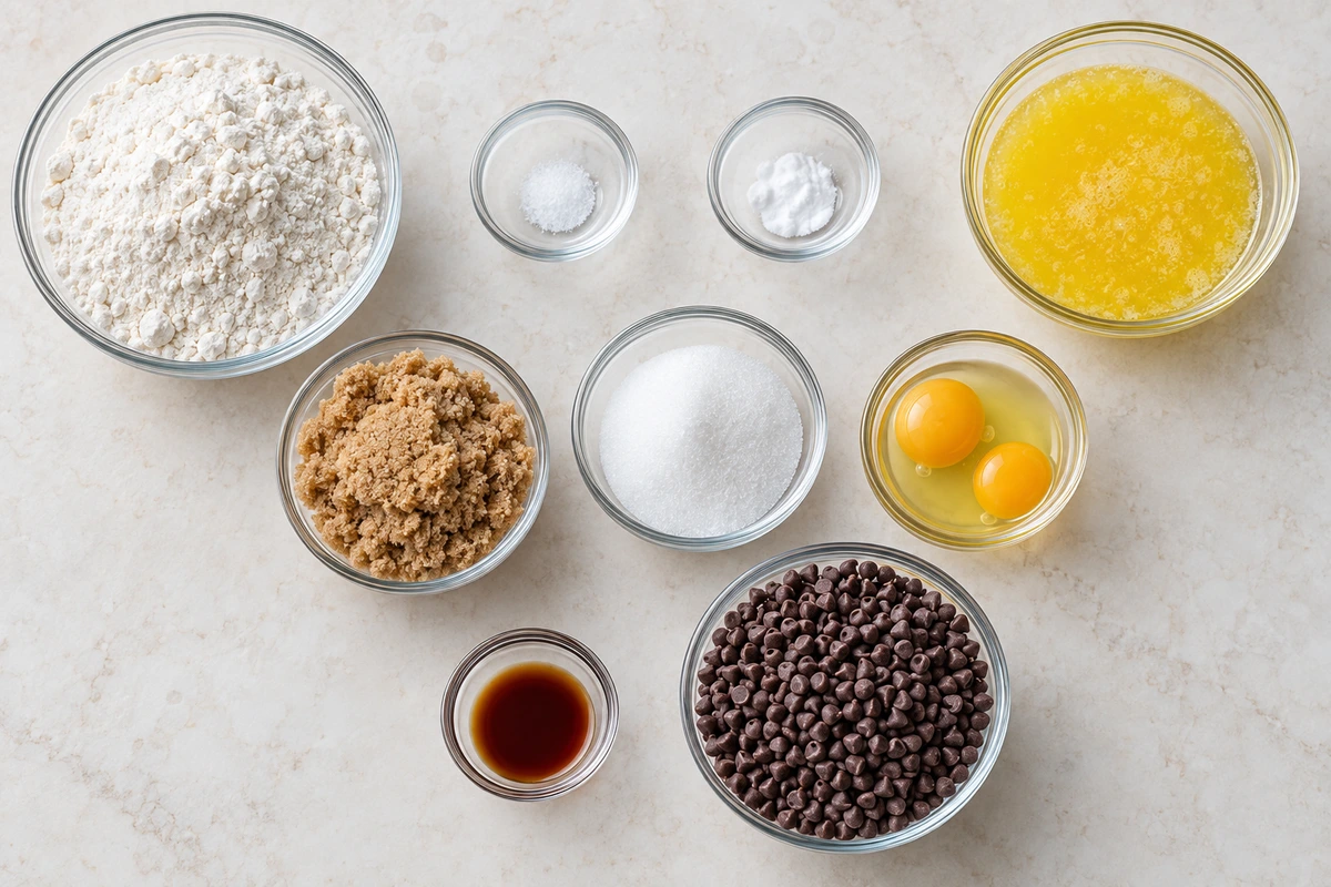 Exact measured ingredients for Chocolate Chip Cookie Bars