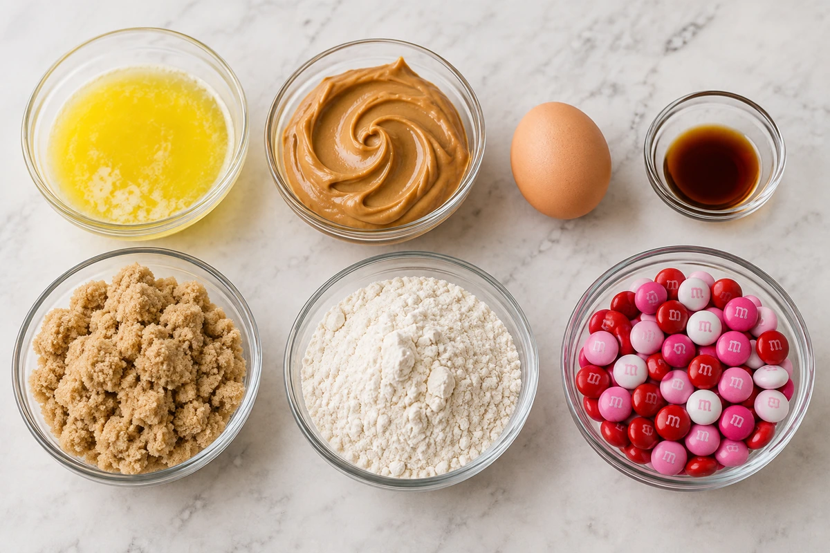 Exact measured ingredients for Valentine Peanut Butter Blondies