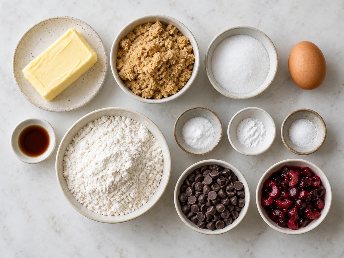 Exact measured ingredients for Cherry Chocolate Chip Cookies
