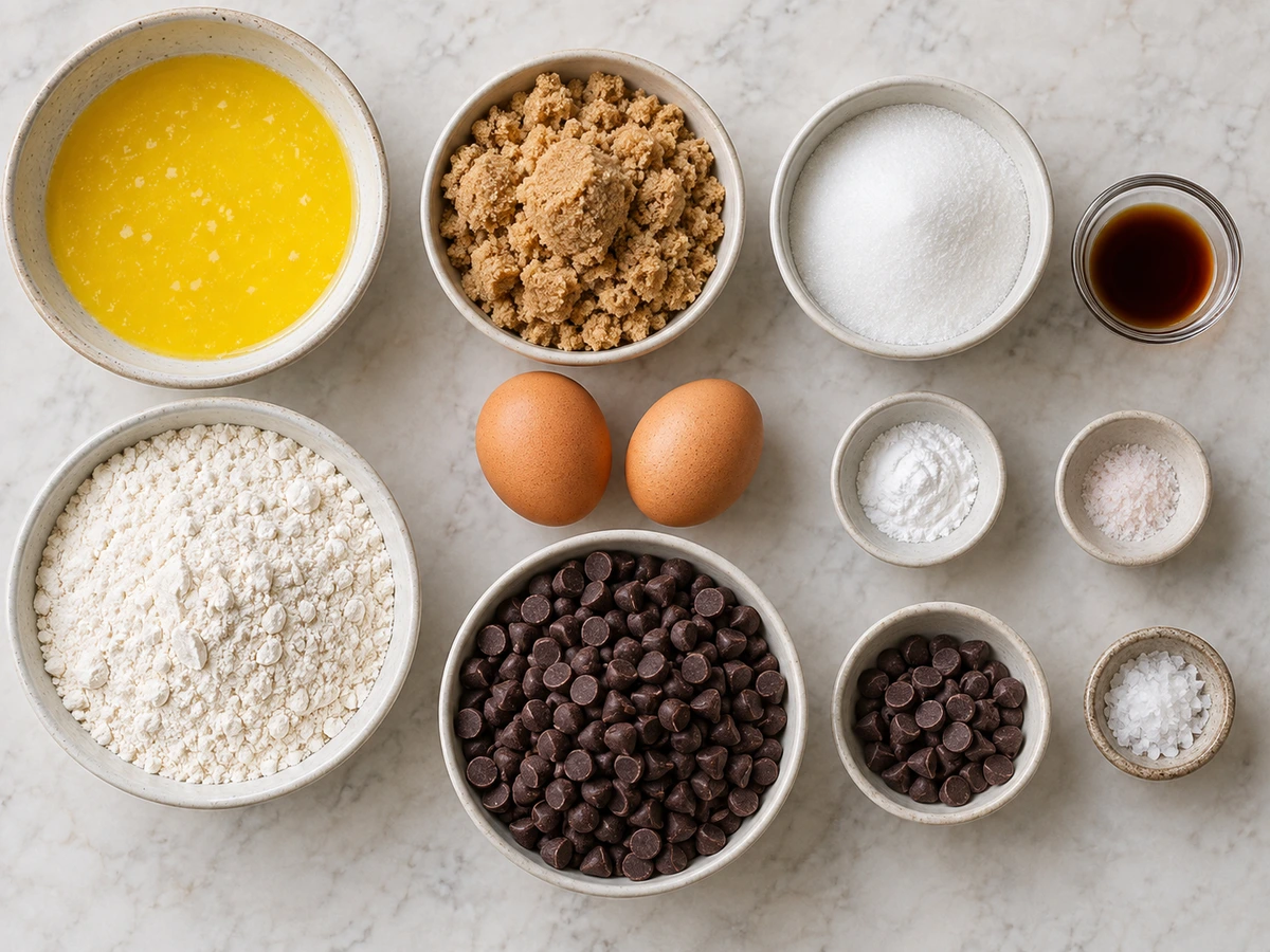 Exact measured ingredients for Classic Chocolate Chip Cookie Bars