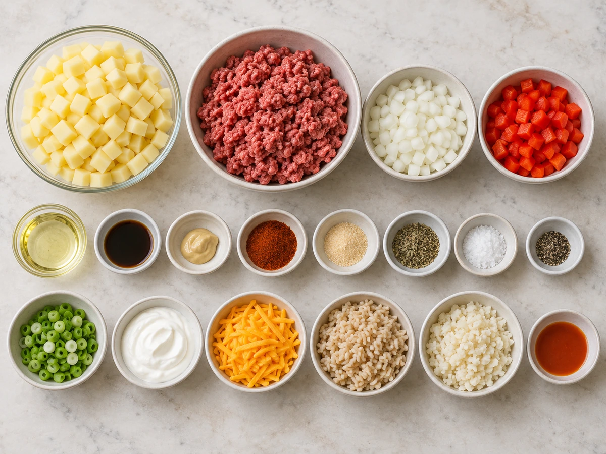 Exact measured ingredients for Ground Beef and Potatoes