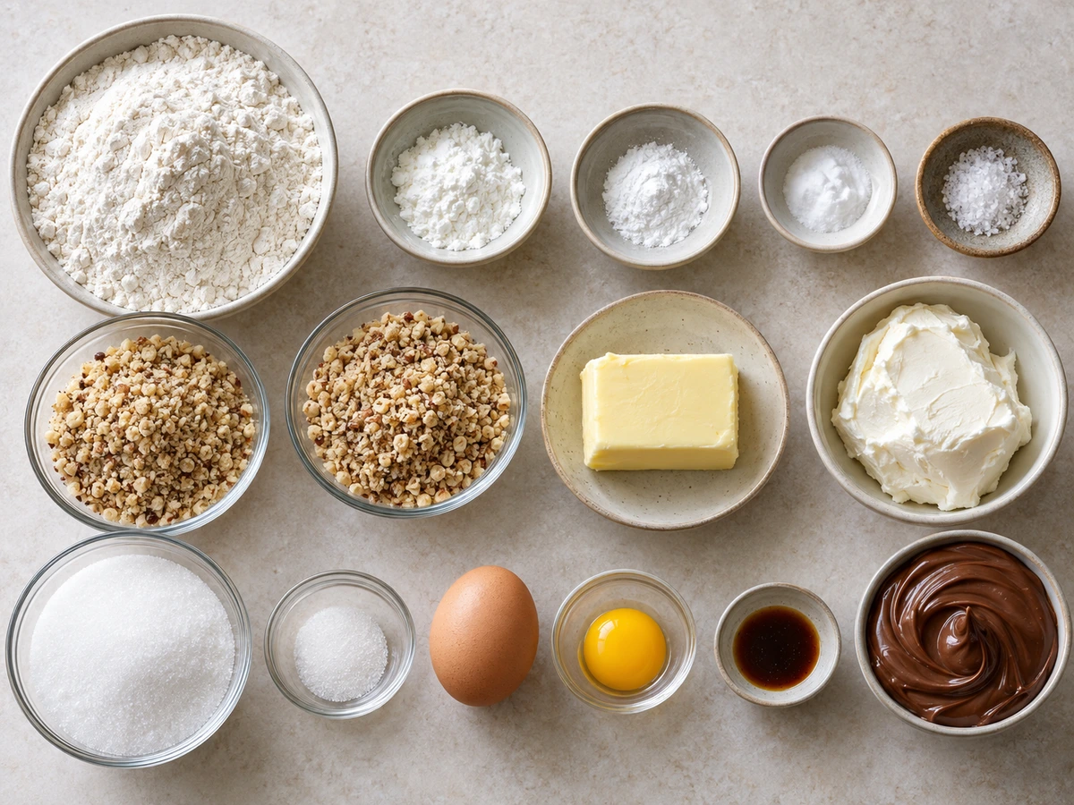 Exact measured ingredients for Nutella Thumbprint Cookies