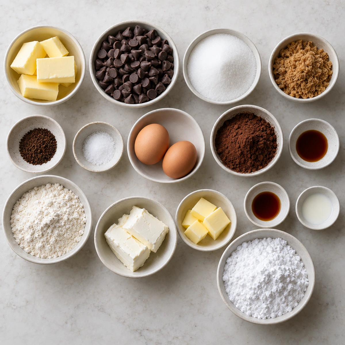 Exact measured ingredients for Brownies with Cream Cheese Frosting