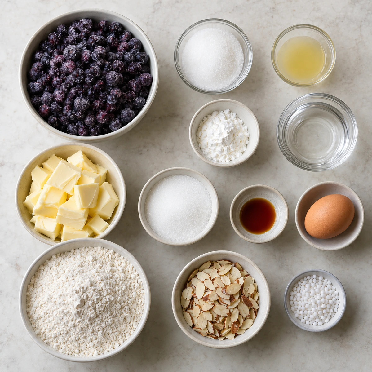 Exact measured ingredients for Blueberry Pie Cookie Bars