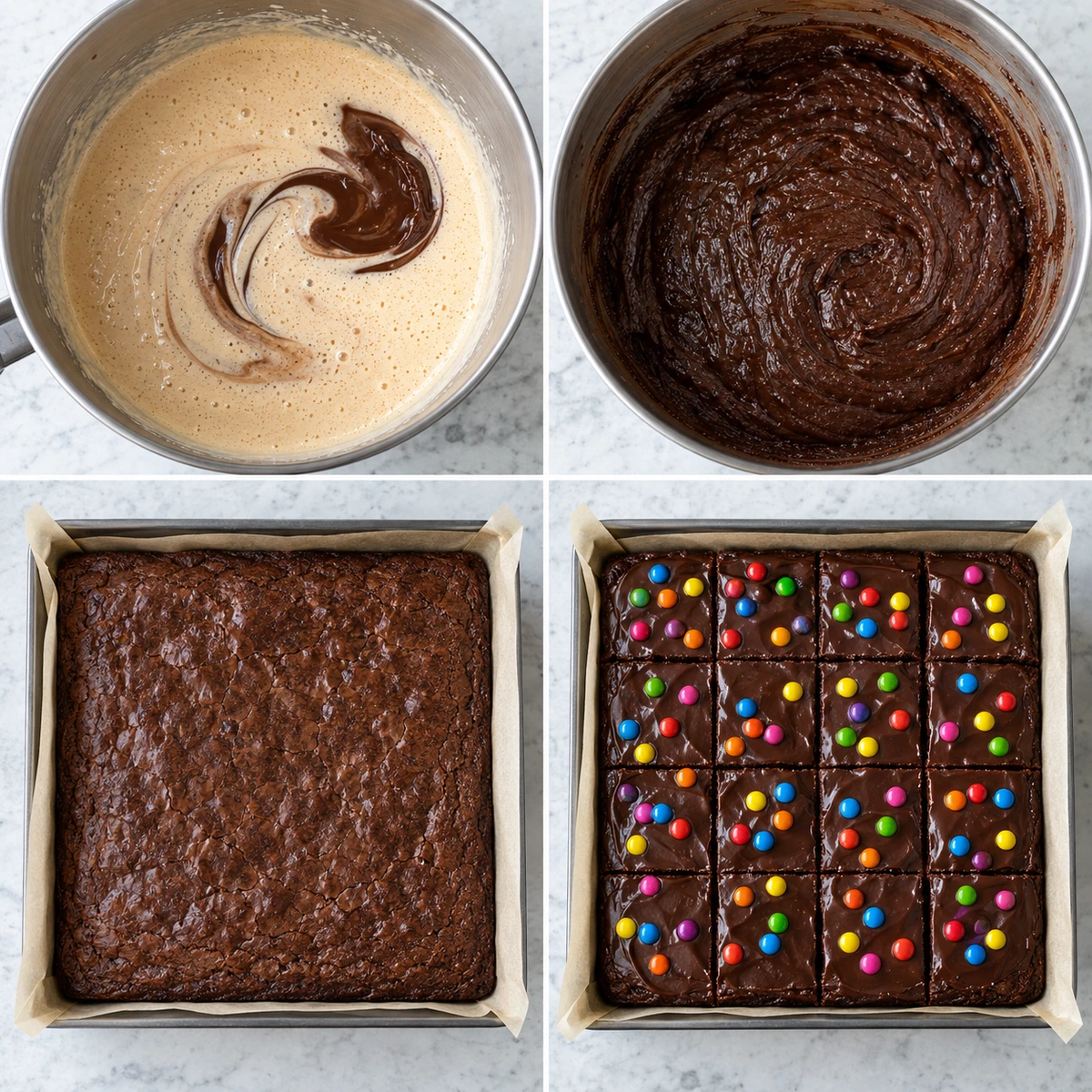 Four chronological preparation stages for Cosmic Brownies
