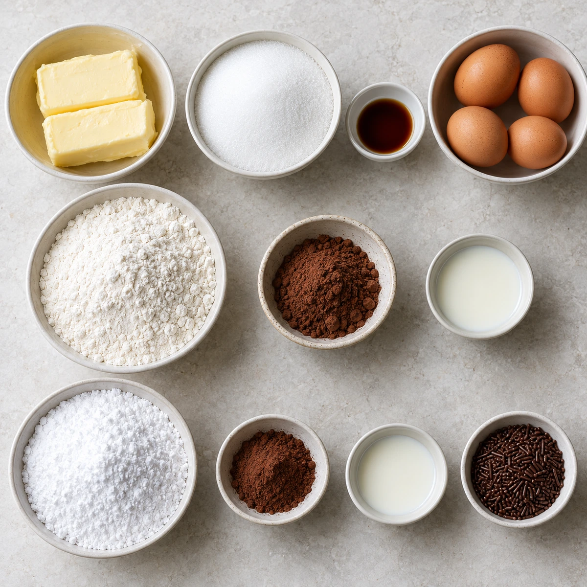 Exact measured ingredients for Old School Chocolate Traybake Cake