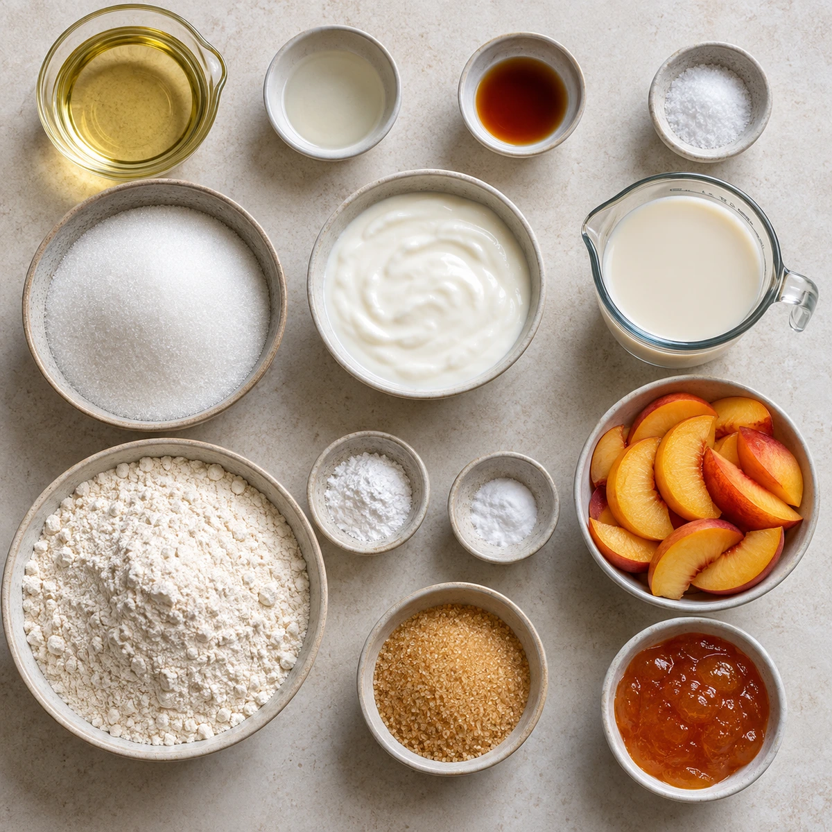 Exact measured ingredients for Vegan Peach Coffee Cake