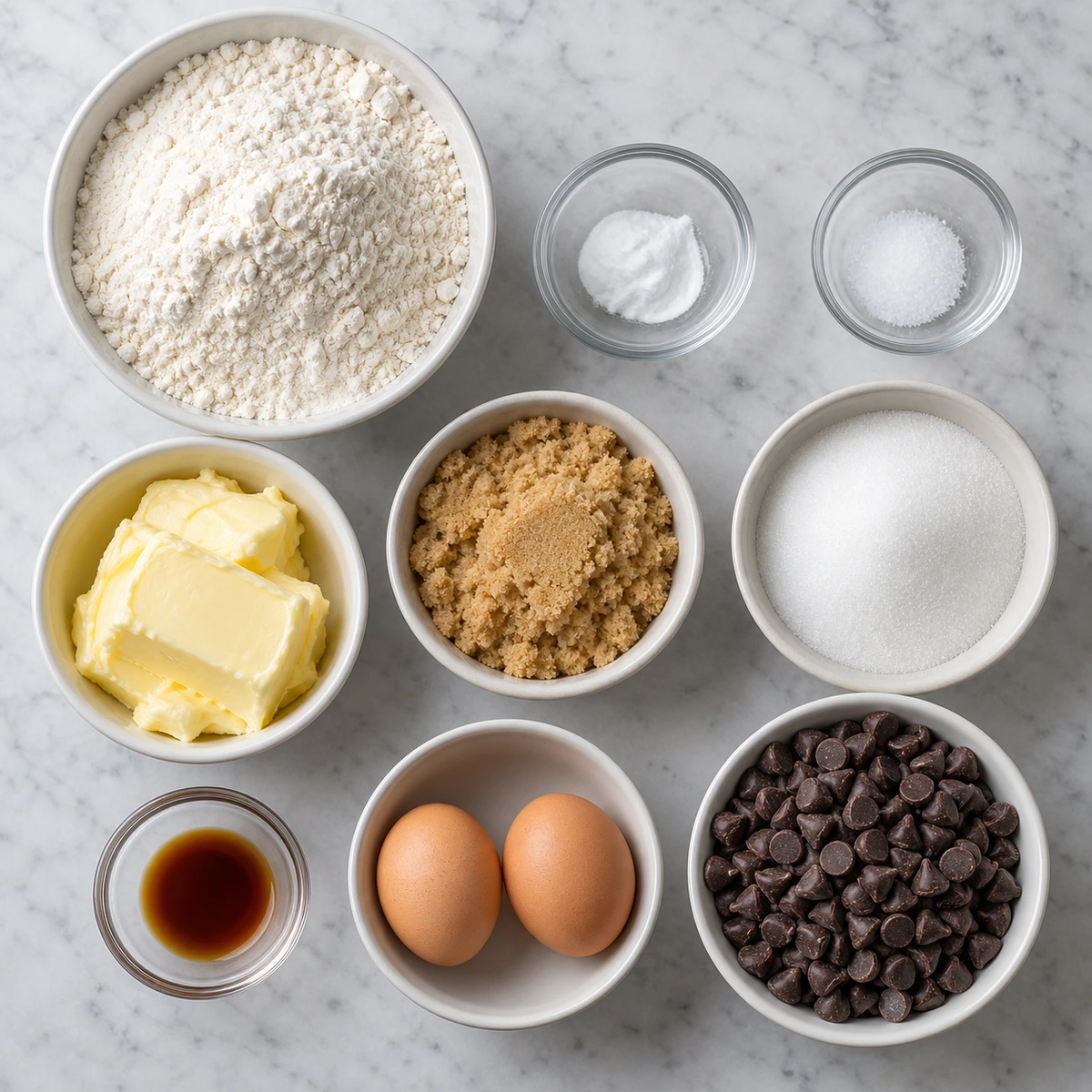 Exact measured ingredients for Easy Heart Shaped Chocolate Chip Cookies