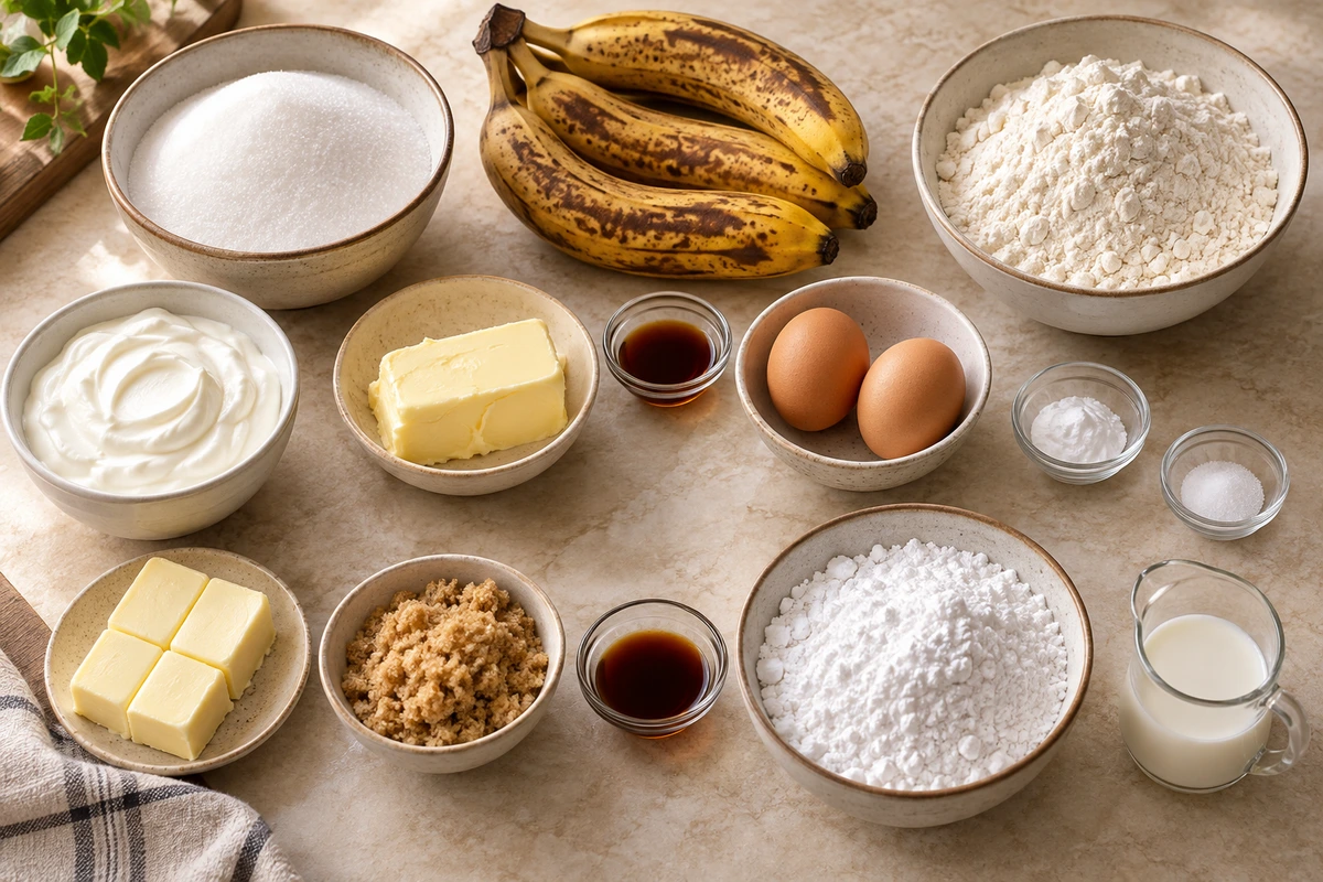 Exact measured ingredients for Banana Bread Brownies Homemade