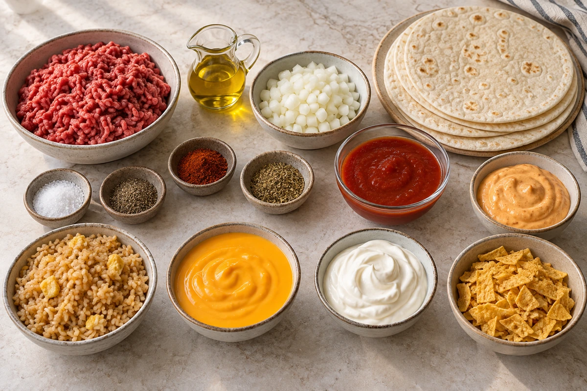 Exact measured ingredients for Grilled Cheese Burrito