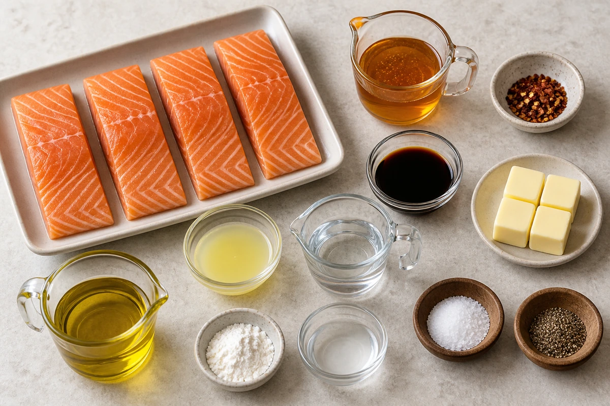 Exact measured ingredients for Hot Honey Glazed Salmon