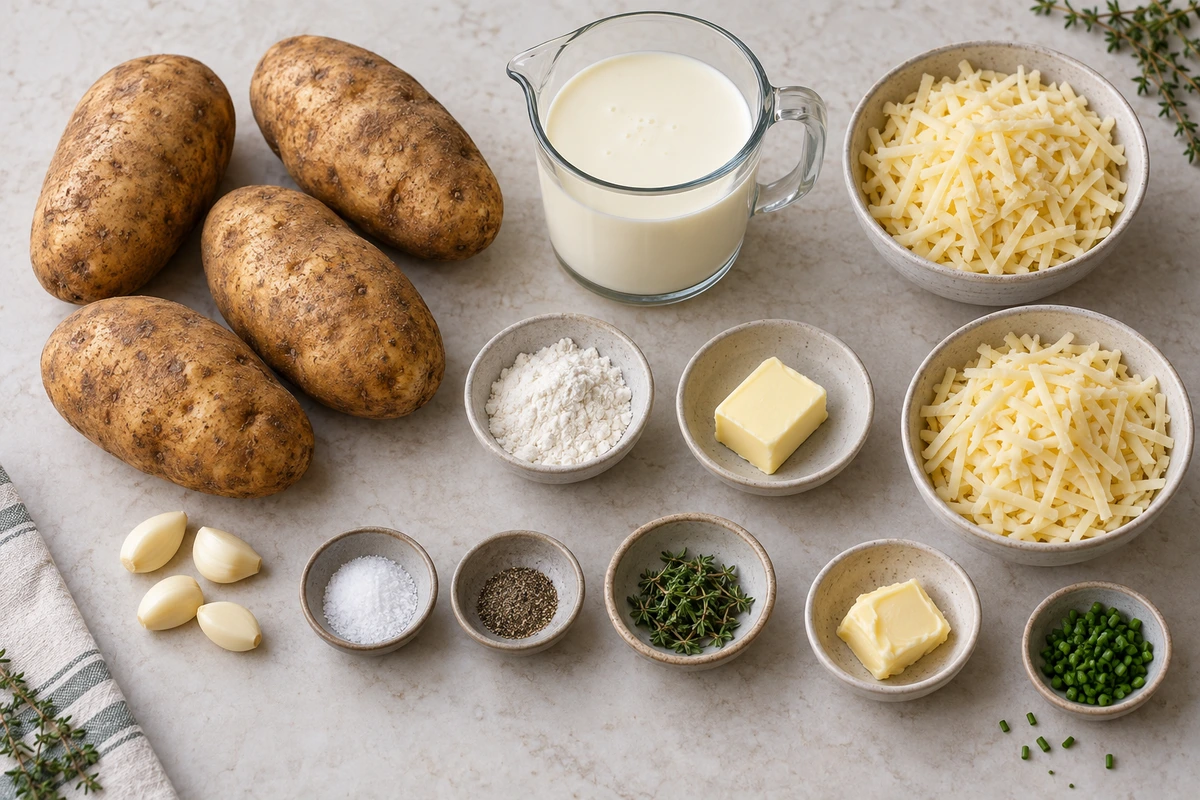 Exact measured ingredients for Easy Potatoes au Gratin