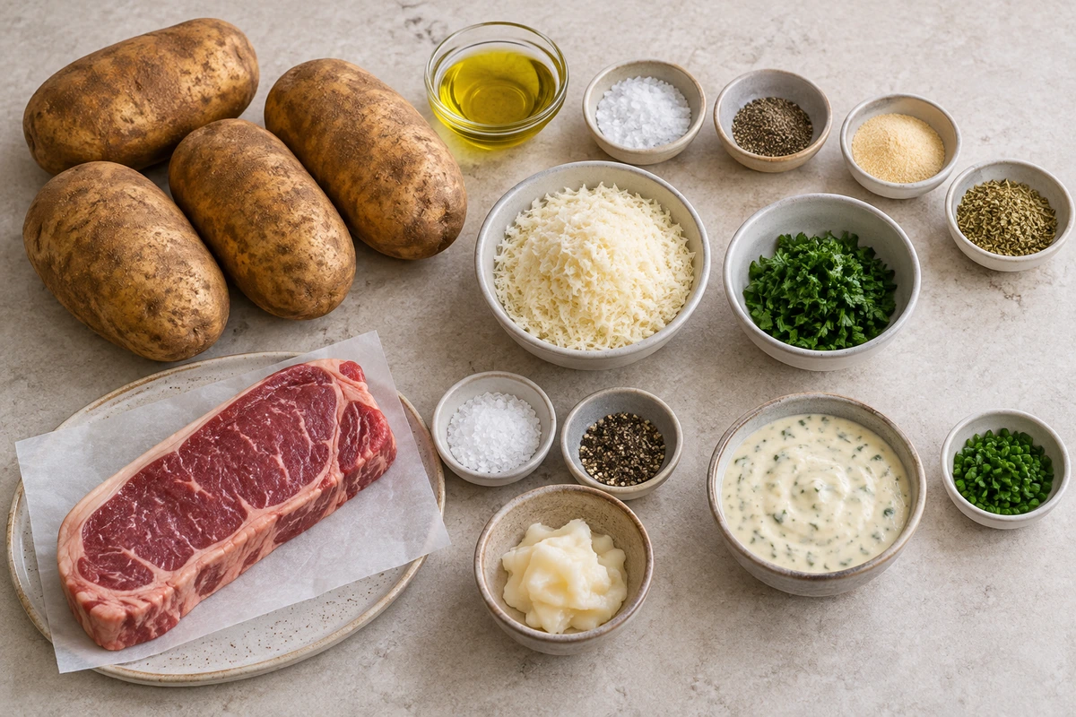 Exact measured ingredients for Garlic Parmesan Steak Fries