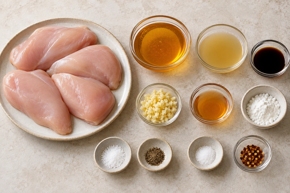 Exact measured ingredients for Baked Honey Garlic Chicken